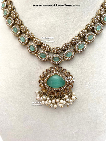Nadira Kundan Polki double layer Necklace set