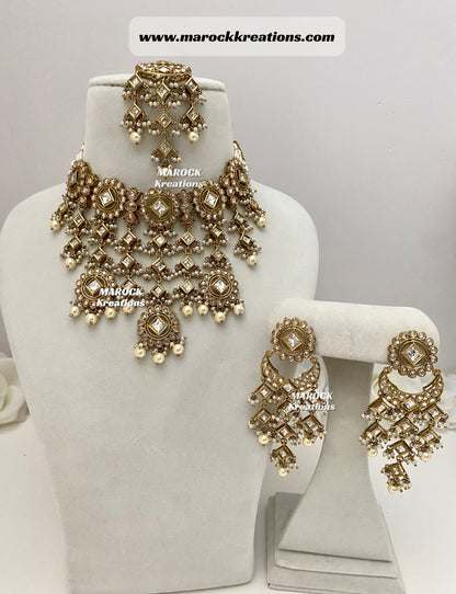 Antique Gold Kundan/Polki Statement Choker set