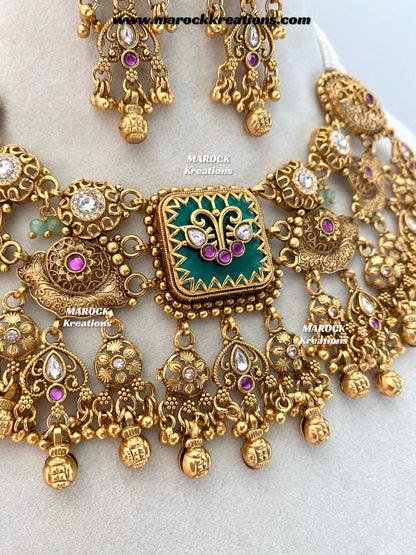 Jeena Premium Quality exclusive Gold Plated heritage necklace set