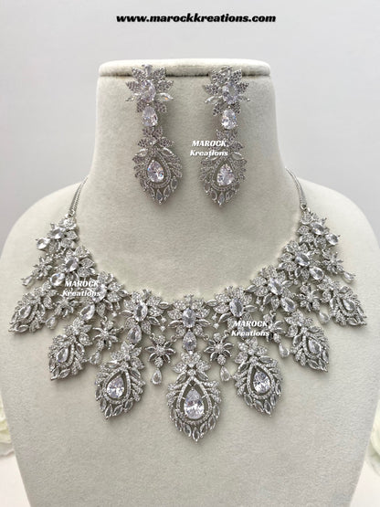 Austin Silver American Diamond Necklace set
