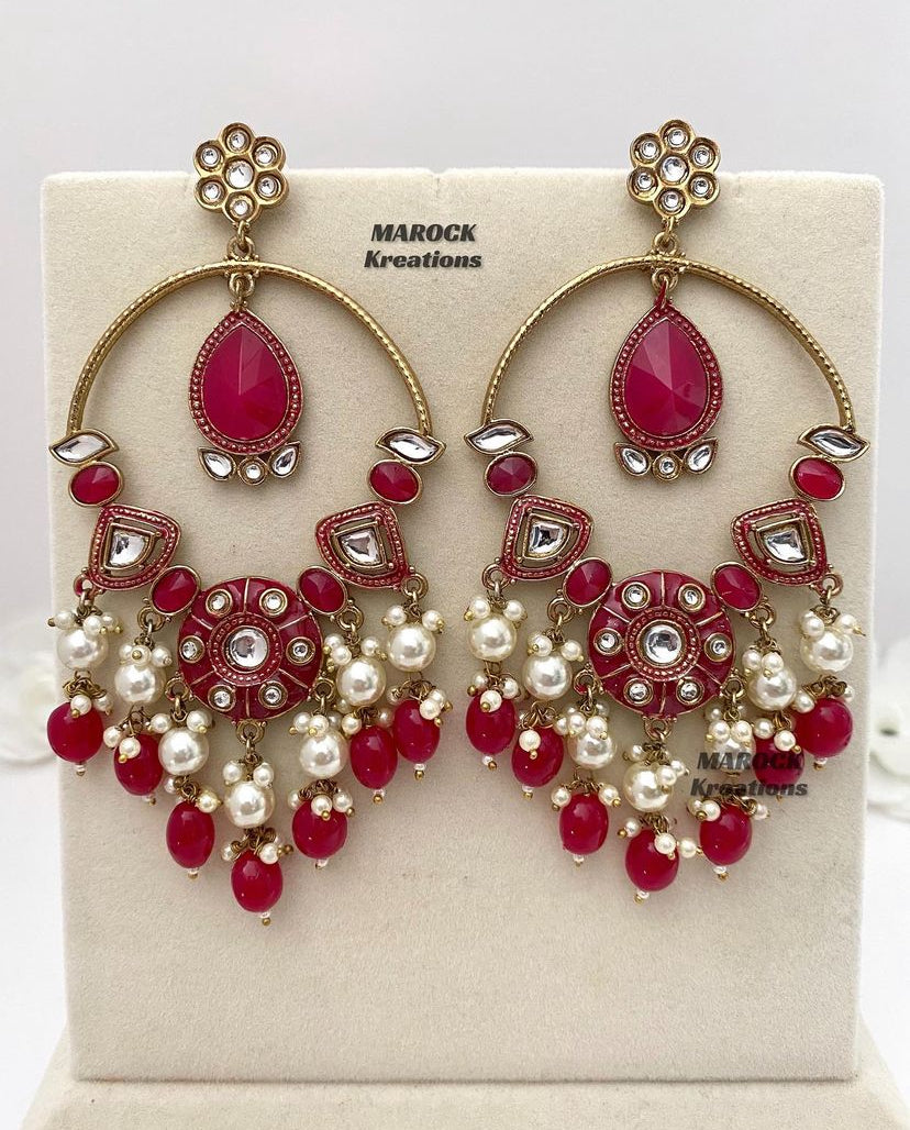 Bollywood style premium quality Kundan Statement Earrings