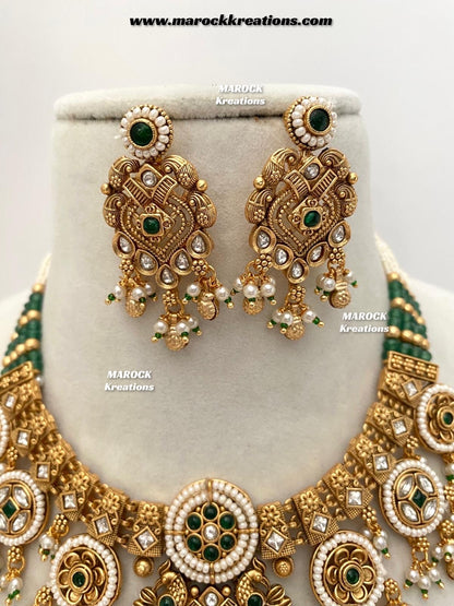 Denia Premium Quality Gold plated Rajwadi Meenakari necklace set