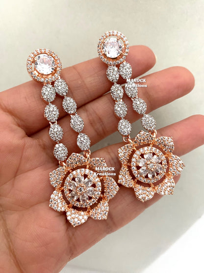 Rose Gold American Diamond Necklace set