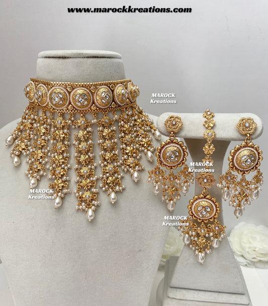 Nayeli Premium Quality Gold Plated statement choker set