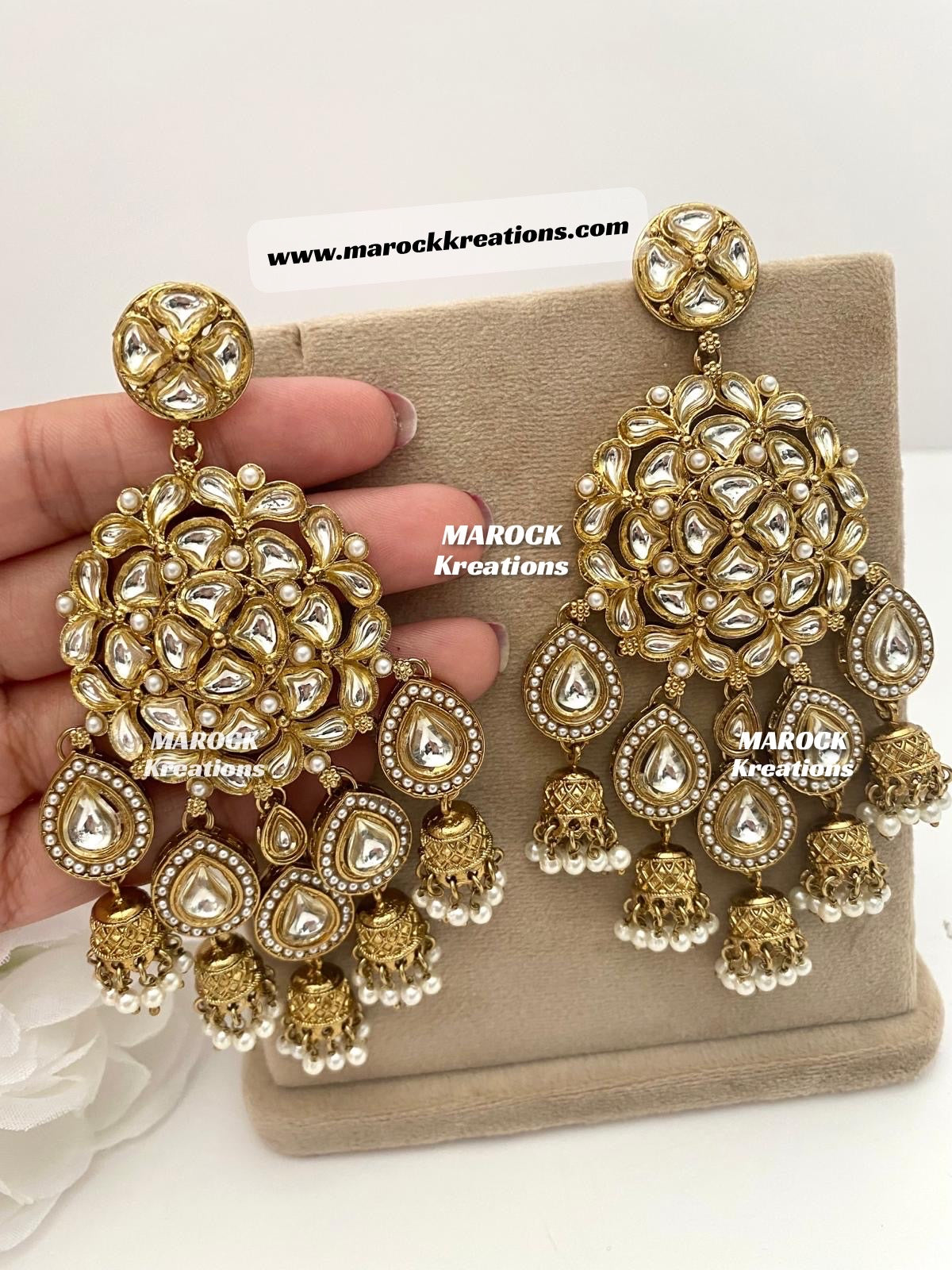 Bollywood style premium quality Kundan Statement Earrings