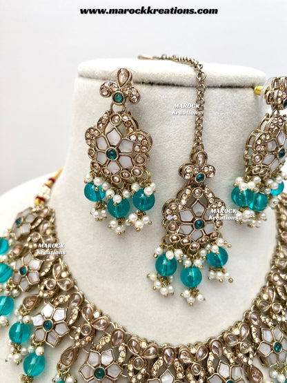 Arpan Antique Gold Polki MOP Statement Necklace set