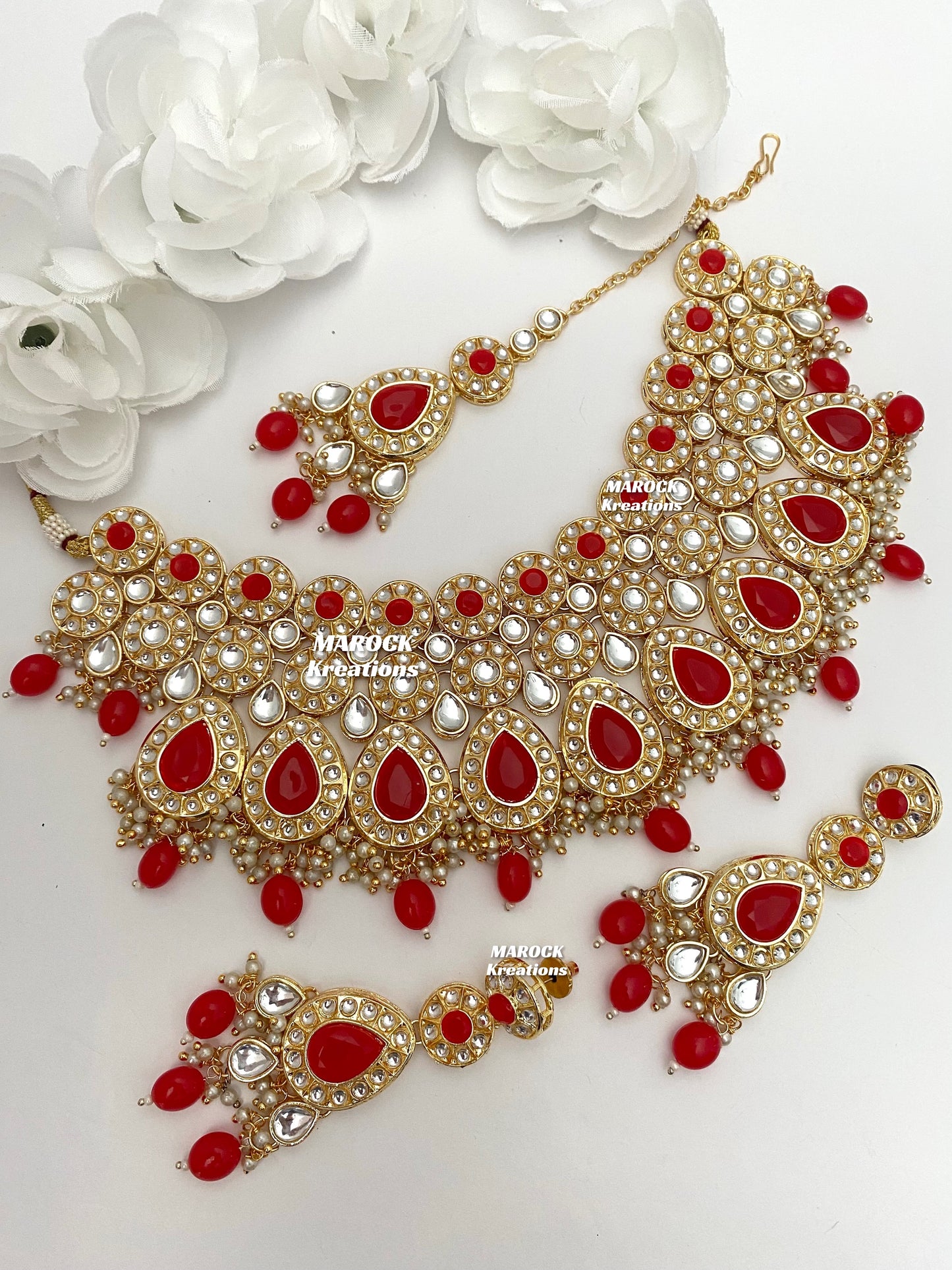 Premium Quality Thappa Kundan Necklace set