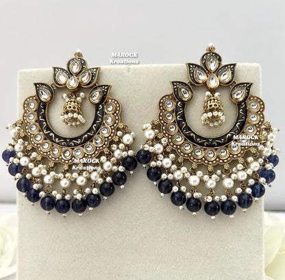 Premium Quality Kundan Meenakari Statement Earrings