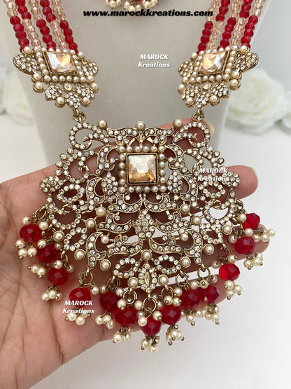 Sameena Premium Quality Pakistani Statement Rani haar set