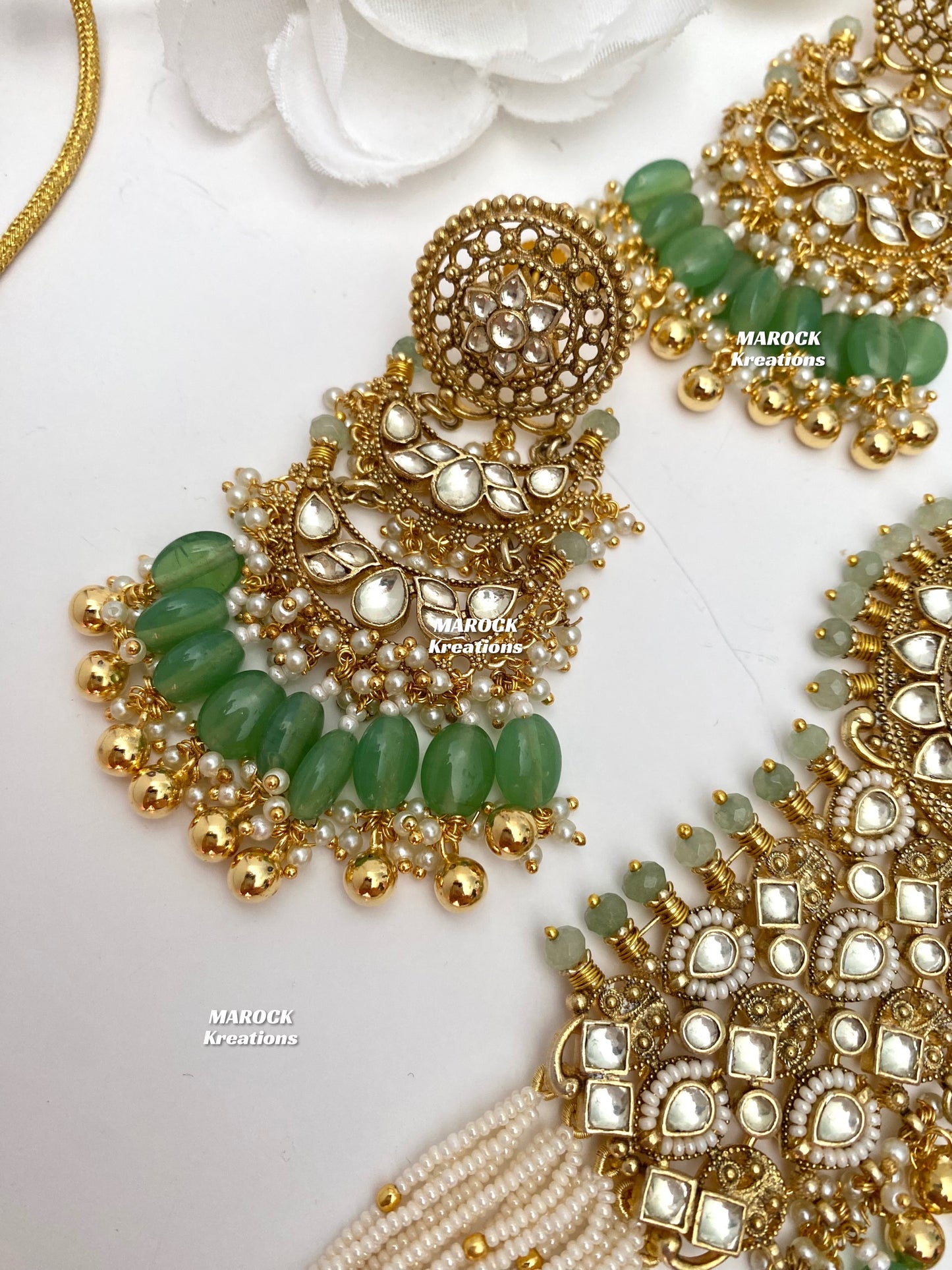 Sonam Premium Quality gold plated Paachi Kundan exclusive choker set