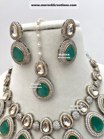 Evelyn Tyani inspired Premium Quality dual tone Kundan Necklace set