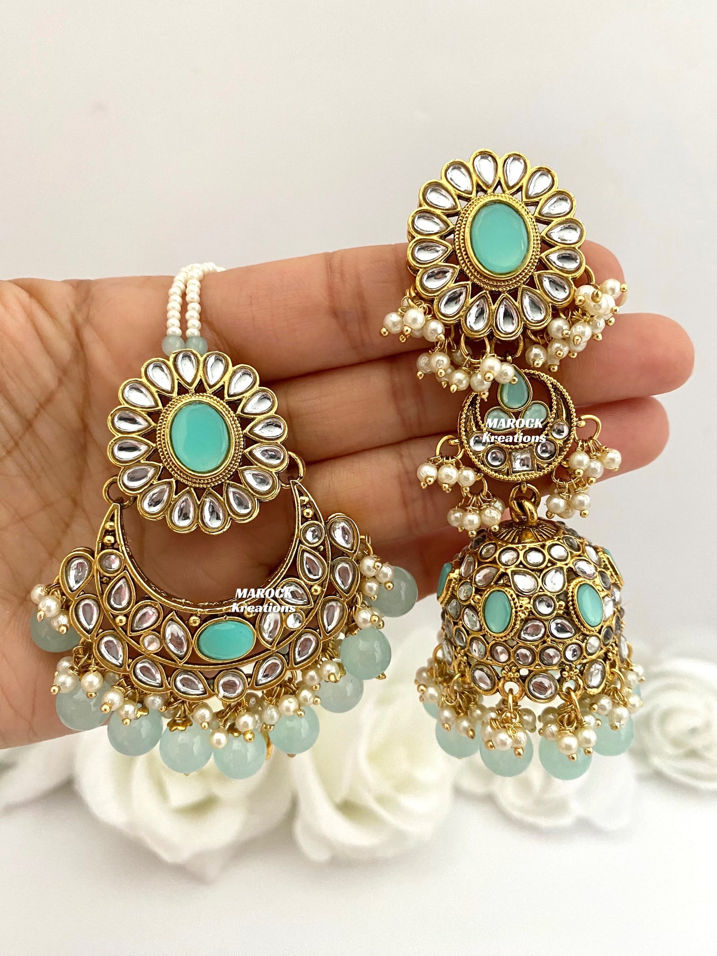 Premium Quality Kundan Jhumki Earrings and tikka sets