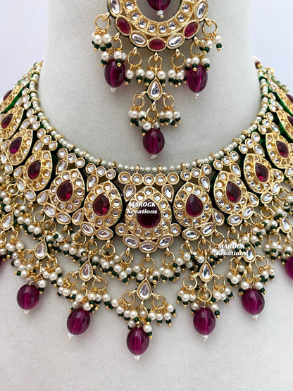 Premium Quality Thappa Kundan Statement Necklace set