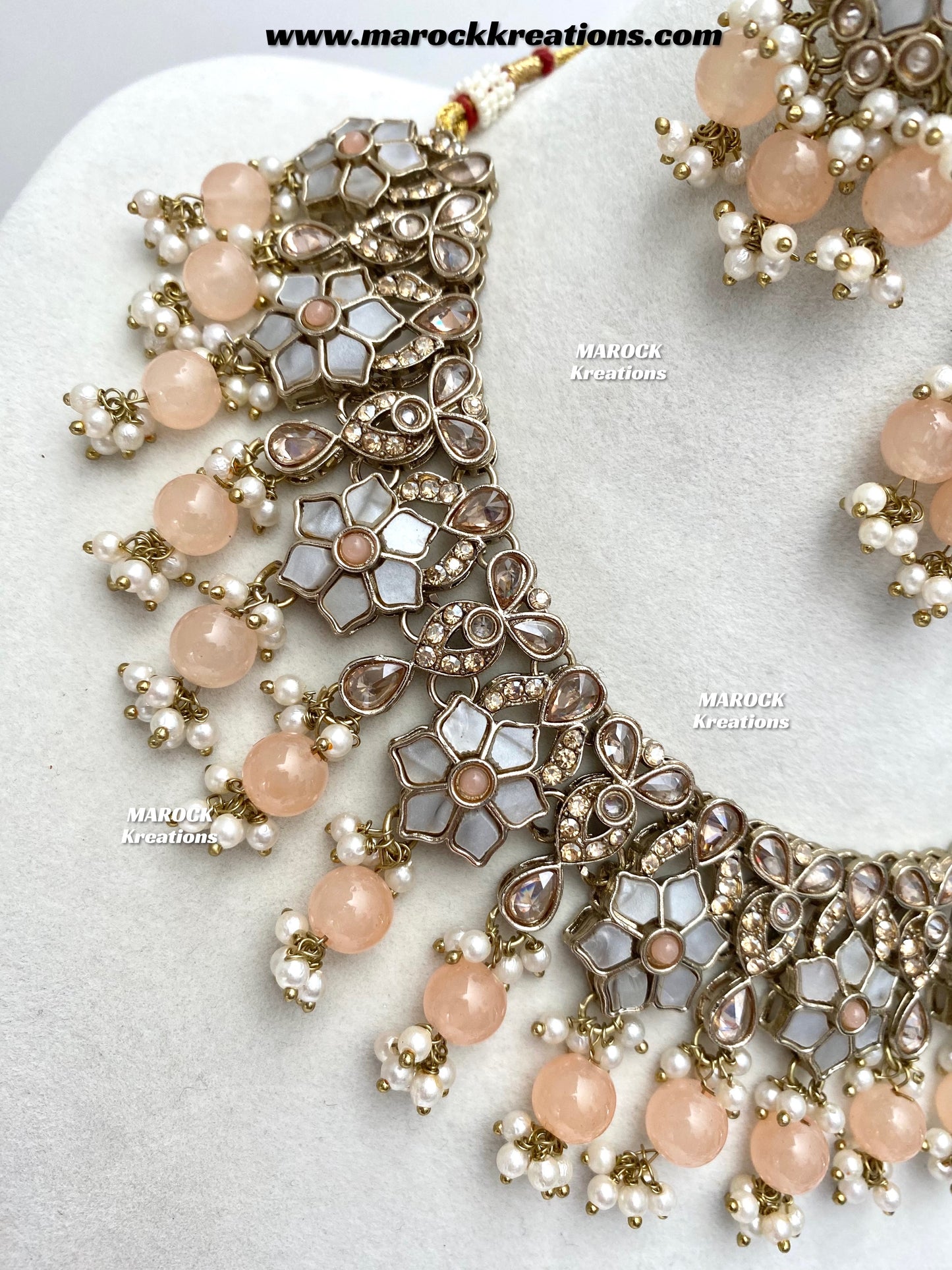 Arpan Antique Gold Polki MOP Statement Necklace set