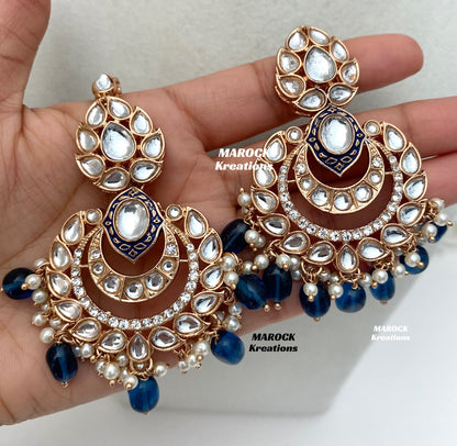 Kaniz Premium Quality Rose Gold Kundan Meenakari Choker/Necklace set