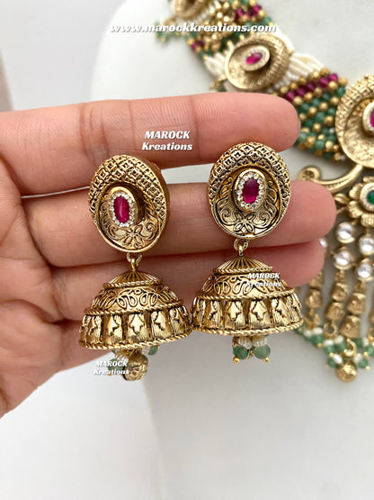 Arifa Premium Quality Gold Plated Rajwadi Necklace set