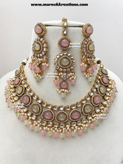 Harsha Premium Quality Kundan and Monalisa stone Statement Necklace set