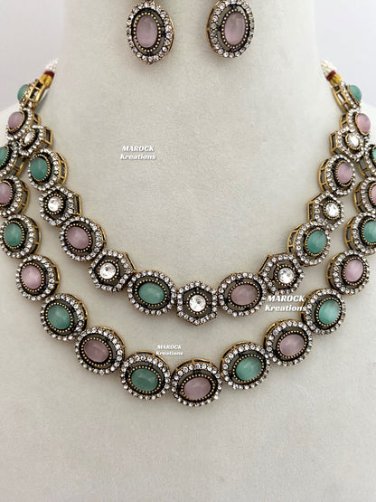 Sheenam Victorian Kundan Double layer Necklace set