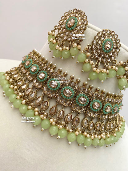 Antique Gold Polki choker sets