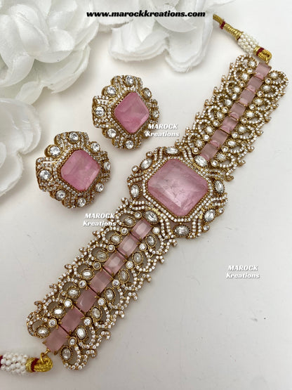 Paloma Sabyasachi inspired Premium Quality Moissanite Kundan and American Diamond choker set
