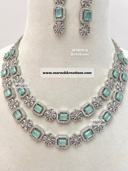 American Diamond Double Layer Necklace set