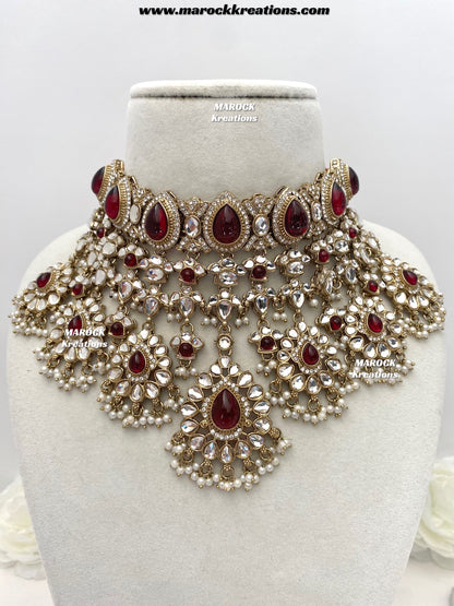 Lisha Uncut Polki Statement Necklace set/Bridal set