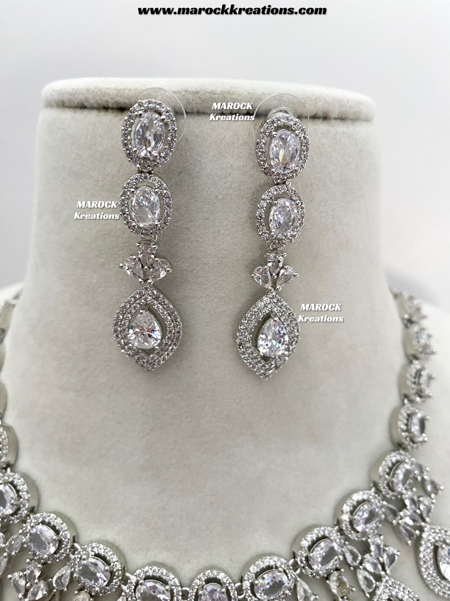 Samiha Silver American Diamond Necklace set