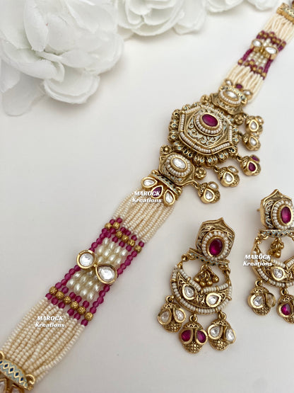 Sabrina Premium Quality Gold plated exclusive Kundan choker set