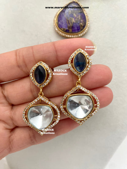 Kalpana Premium Quality Moissanite Kundan and doublet stone Statement Choker set
