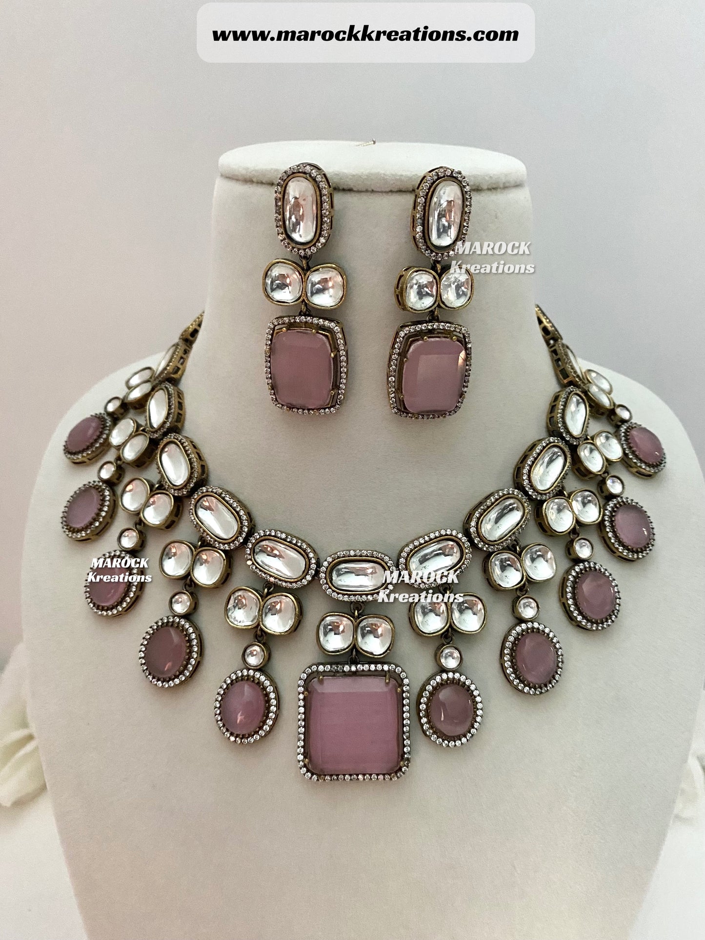 Elena Moissanite Kundan Victorian exclusive Necklace set