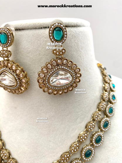 Nadira Kundan Polki double layer Necklace set