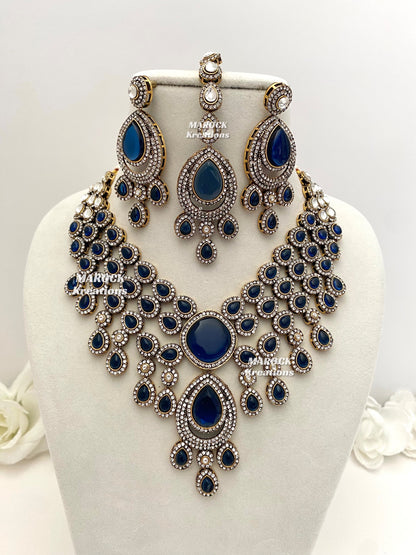 Sarah Bollywood style Victorian Monalisa Statement Necklace set