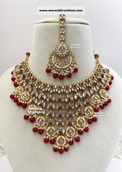 Fine Kundan V-shape Statement Necklace set