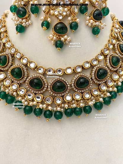 Harsha Premium Quality Kundan and Monalisa stone Statement Necklace set
