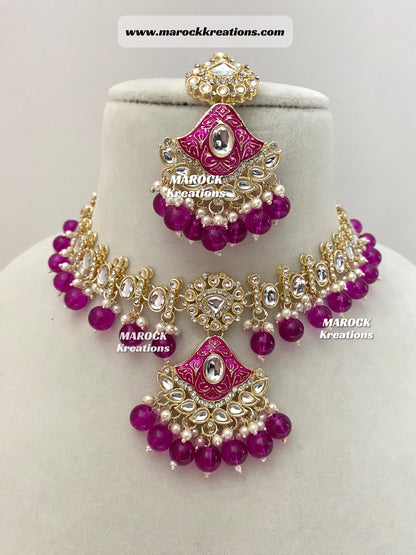 Myra Kundan Meenakari Necklace/Choker set