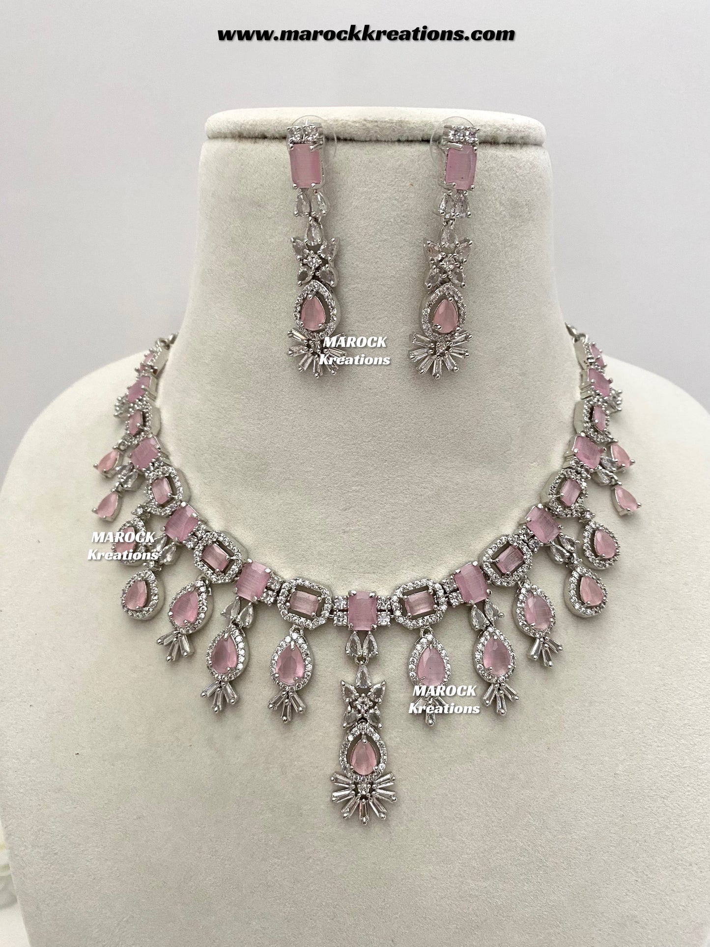 Erica Silver American Diamond Necklace set