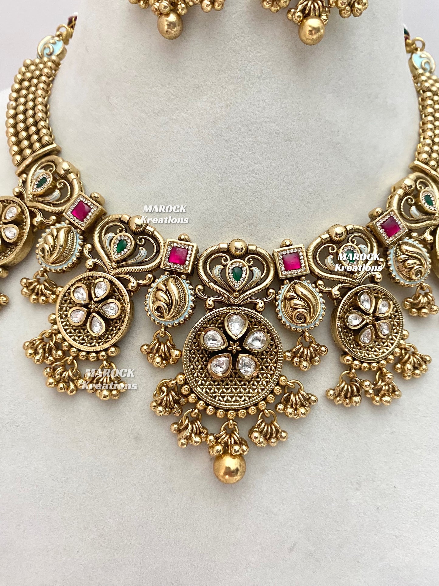 Rafia Premium Quality Gold plated Kundan exclusive Necklace set