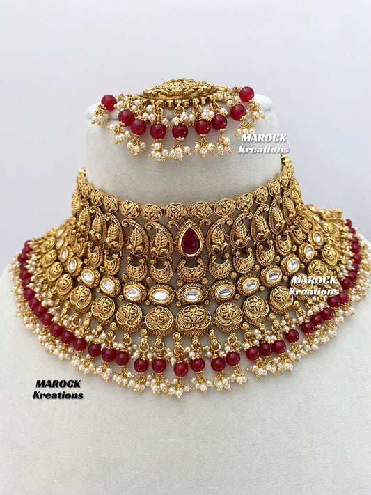 Elegant Gold Plated premium quality Statement Necklace set/Bridal set