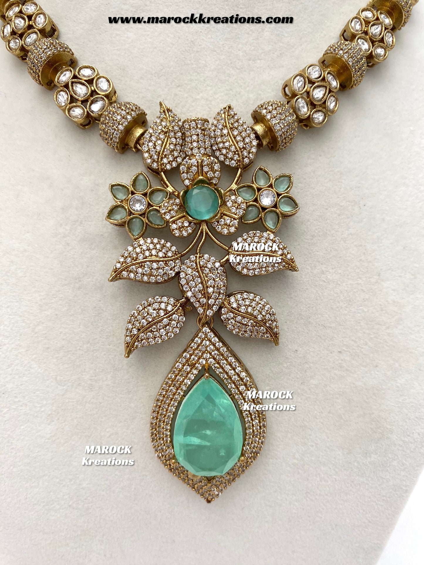 Milly Premium Quality Moissanite Kundan and American diamond Statement necklace set