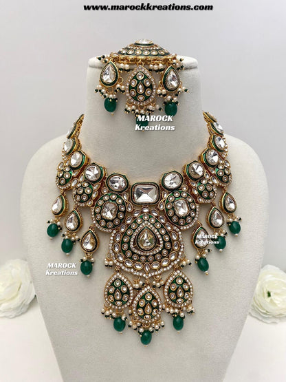 Sanuja Kundan Meenakari Statement Necklace set/Bridal set