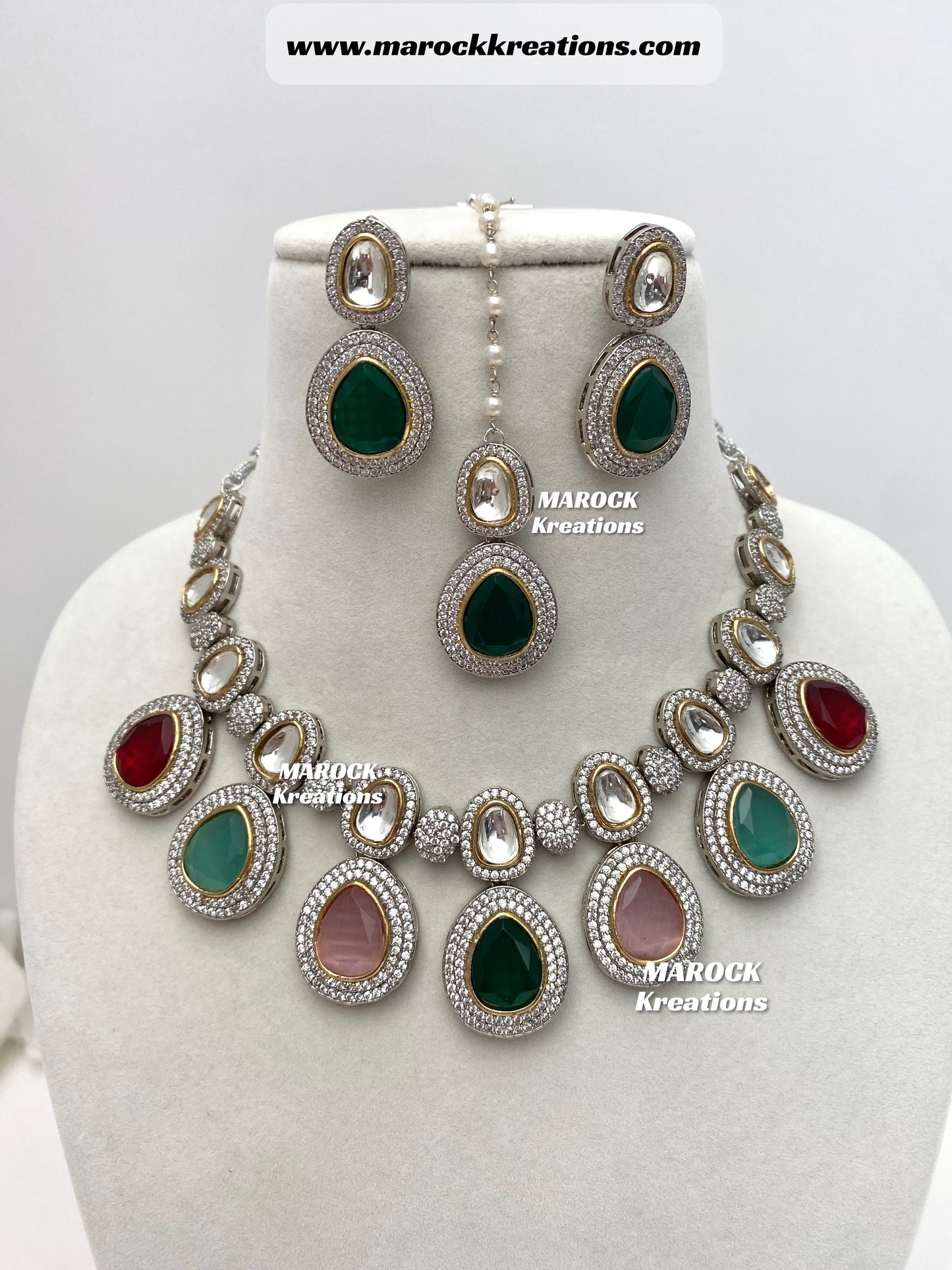 Evelyn Tyani inspired Premium Quality dual tone Kundan Necklace set