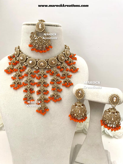 Shaya Antique Gold Polki waterfall Choker set