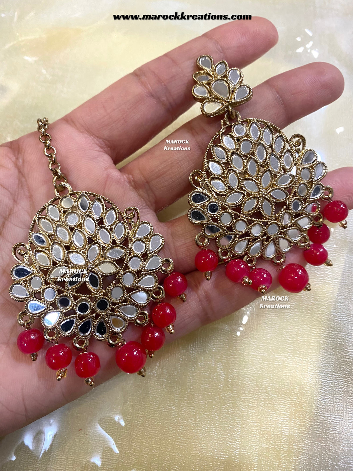 Mirror Earrings and tikka set