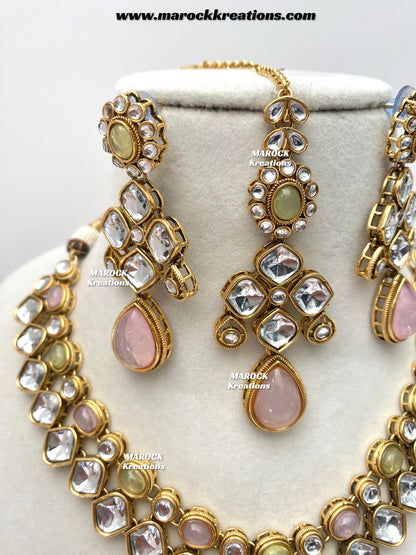 Romana Premium Quality Kundan Statement Necklace set