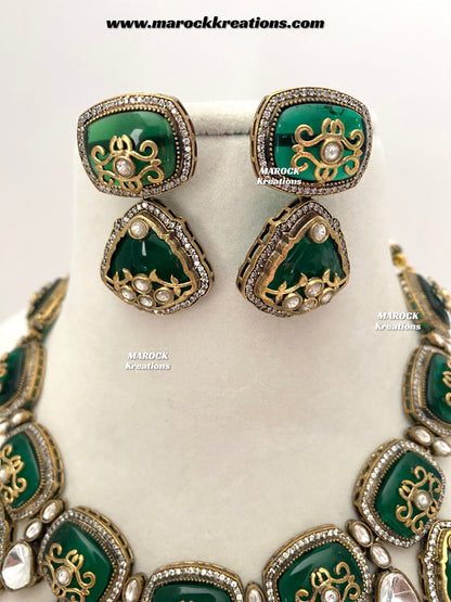 Megha Premium Quality Moissanite Kundan and doublet stones exclusive Necklace set