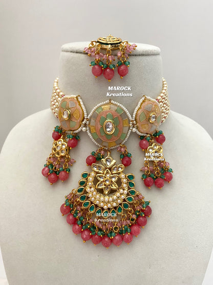Rimsha Premium Quality Kundan Meenakari Statement Choker set