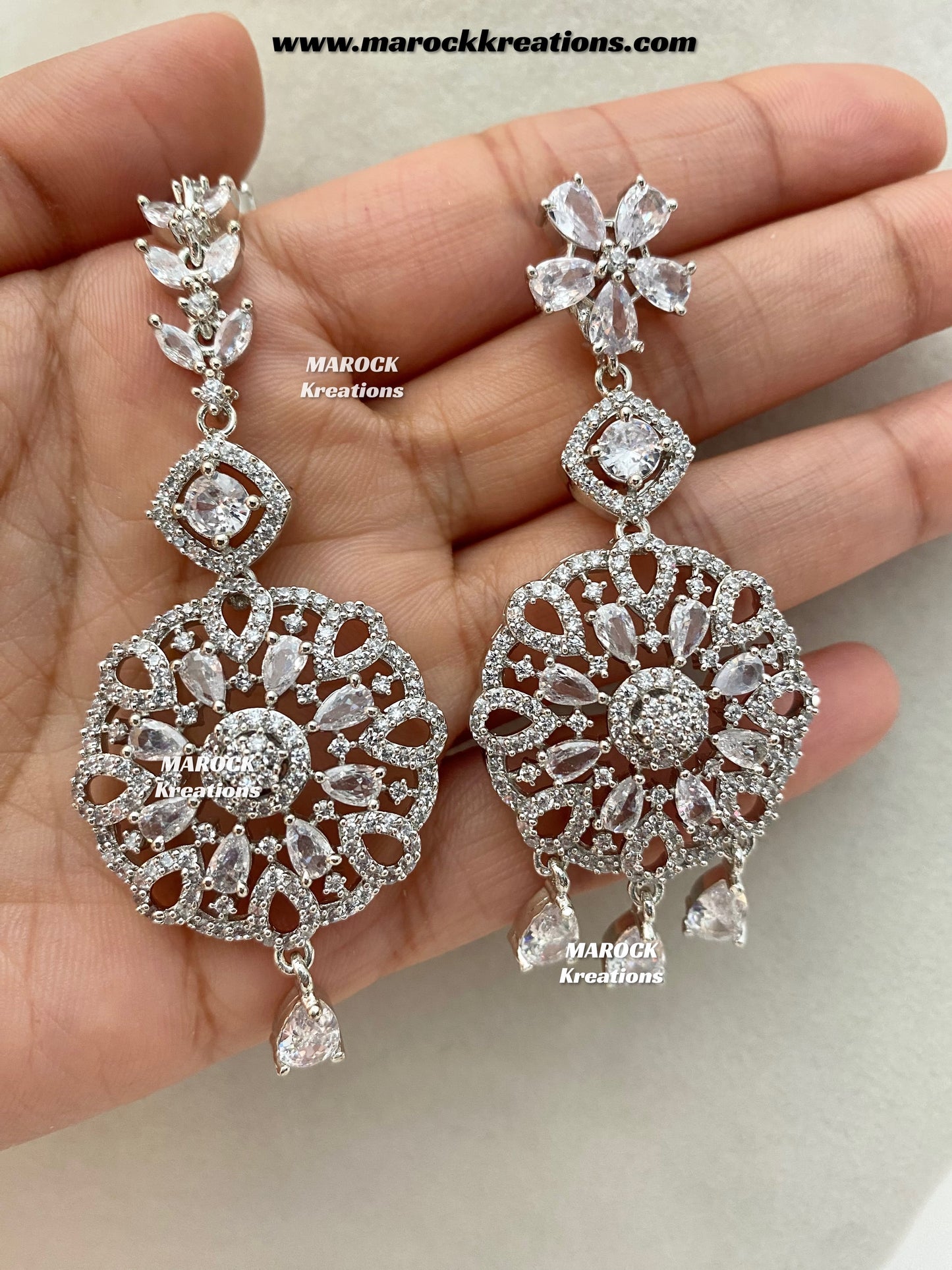Shiba Silver American Diamond double layer Necklace set