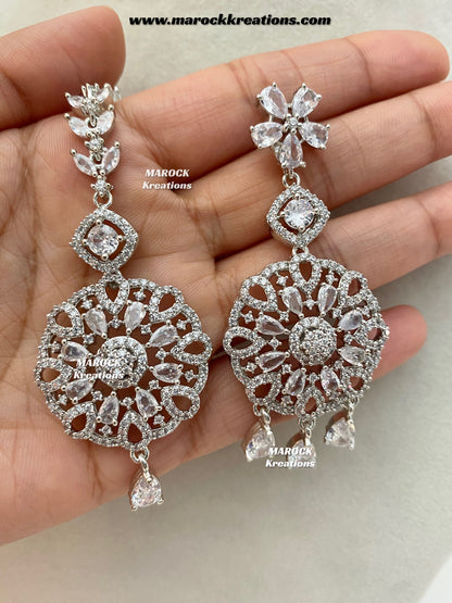 Shiba Silver American Diamond double layer Necklace set