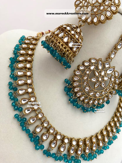 Kundan Necklace set comes with Jhumki Earrings and Tikka