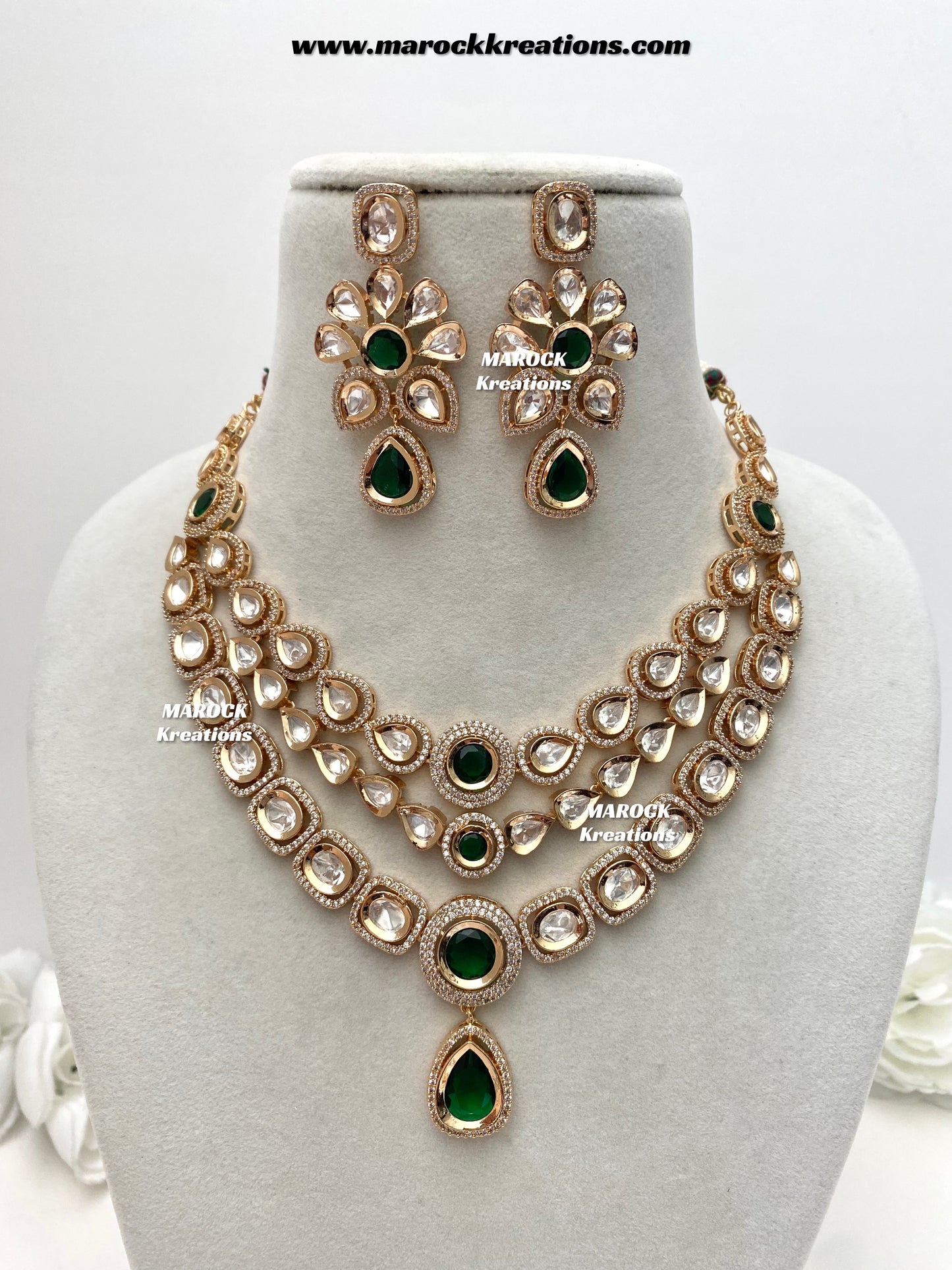 Mahnoor Premium Quality Tyani inspired Gold plated statement necklace set